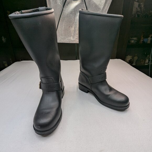 Men’s Oxford Cruiser Black Leather Motorcycle Boots Sz 43 US 9 - Picture 4 of 14